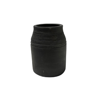 Natural Terracotta Vase - Black 6.3" H & 5.5" Dia