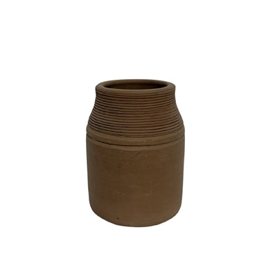 Natural Terracotta Vase - 6.3" H & 5.5" Dia