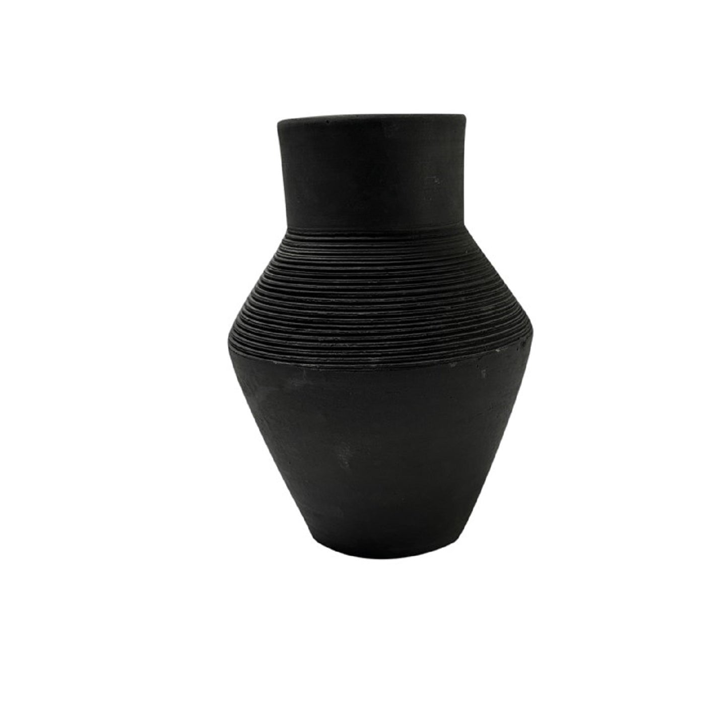 Natural Terracotta Vase - Black 8.7" H & 6.1" Dia