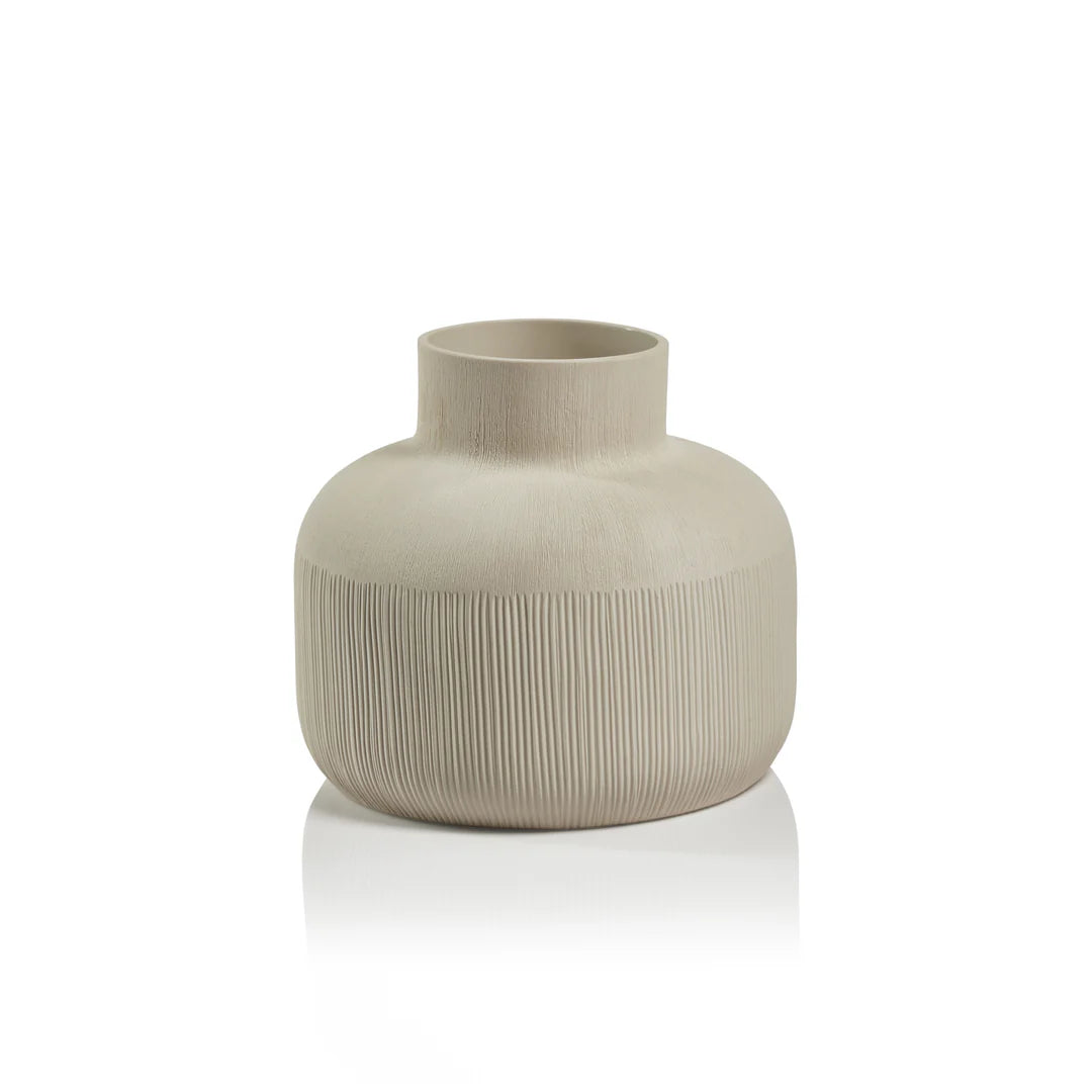 Sugi Porcelain Vase- Neutral Gray 8.5"